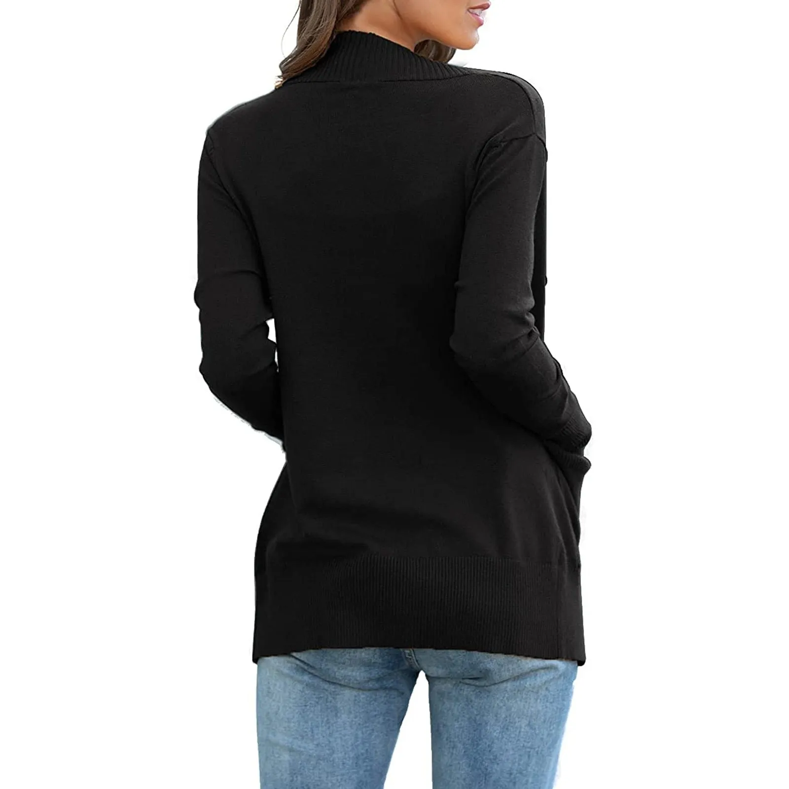 Lightweight Open Front Cardigan Sweater With Pockets
