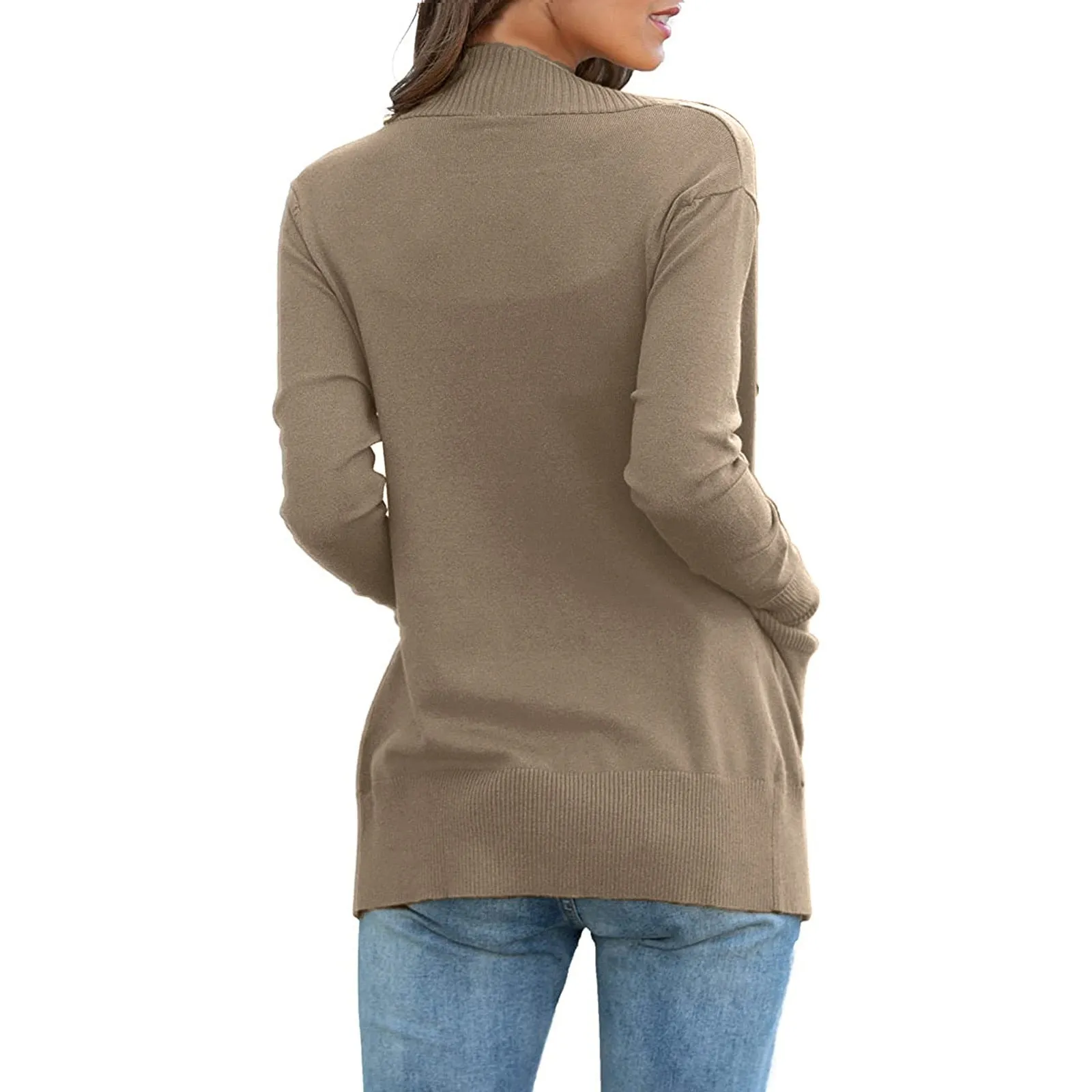 Lightweight Open Front Cardigan Sweater With Pockets
