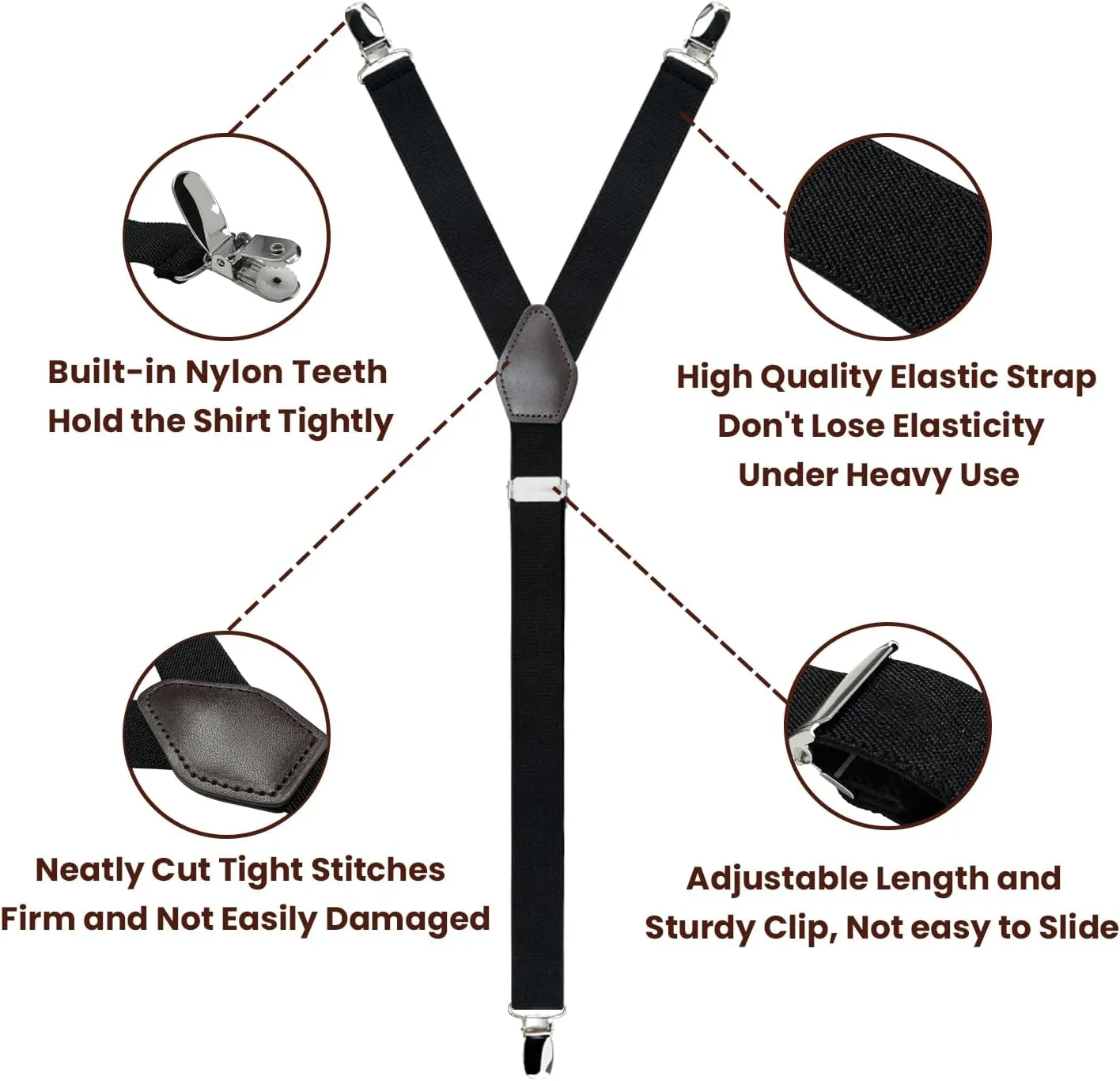 Linemoon Shirt Stays for Men Adjustable Elastic Dress Shirt Garters Holder Straps with Non-slip Clips 1 Pair