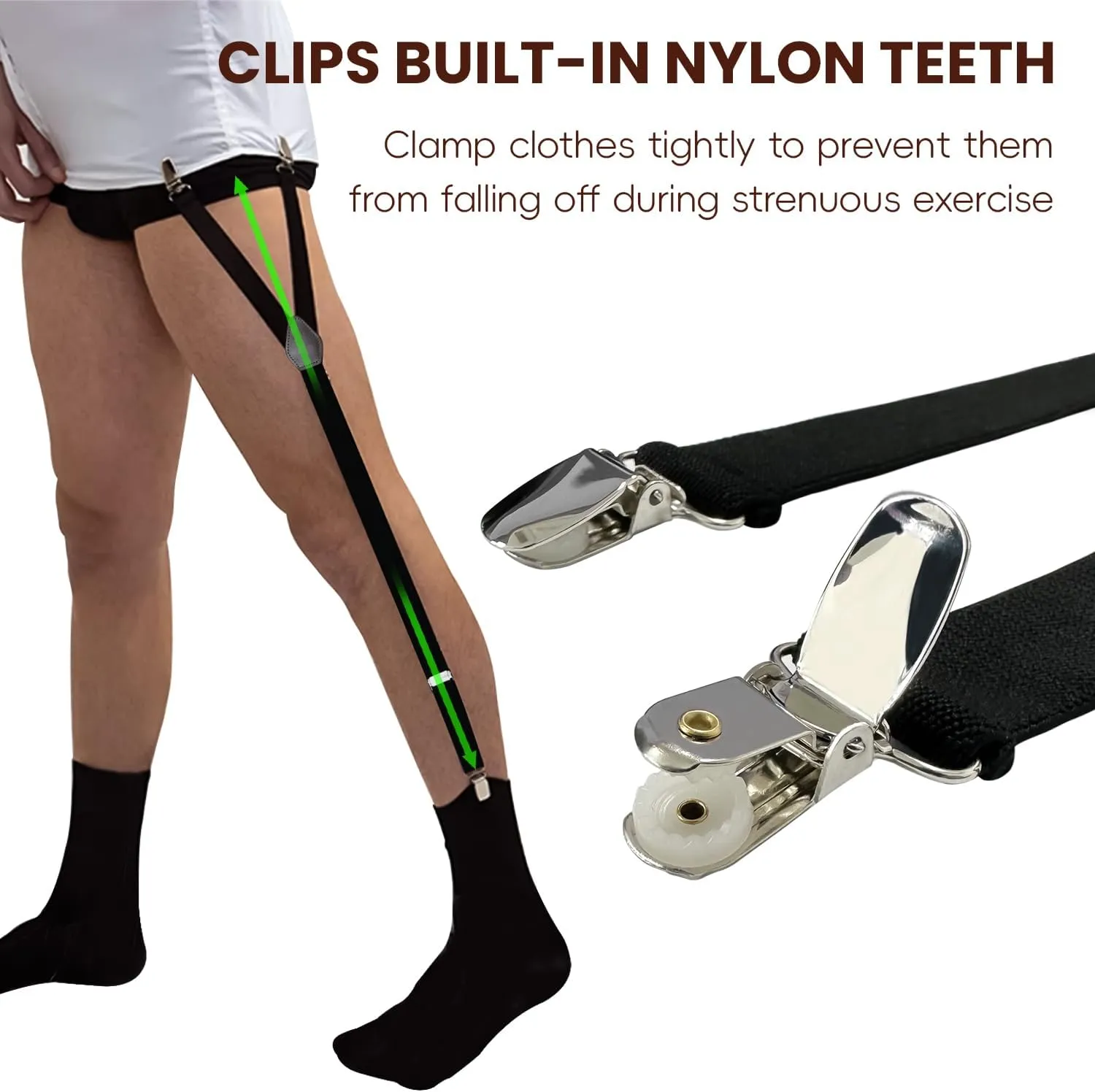 Linemoon Shirt Stays for Men Adjustable Elastic Dress Shirt Garters Holder Straps with Non-slip Clips 1 Pair