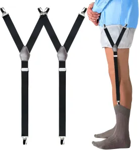 Linemoon Shirt Stays for Men Adjustable Elastic Dress Shirt Garters Holder Straps with Non-slip Clips 1 Pair