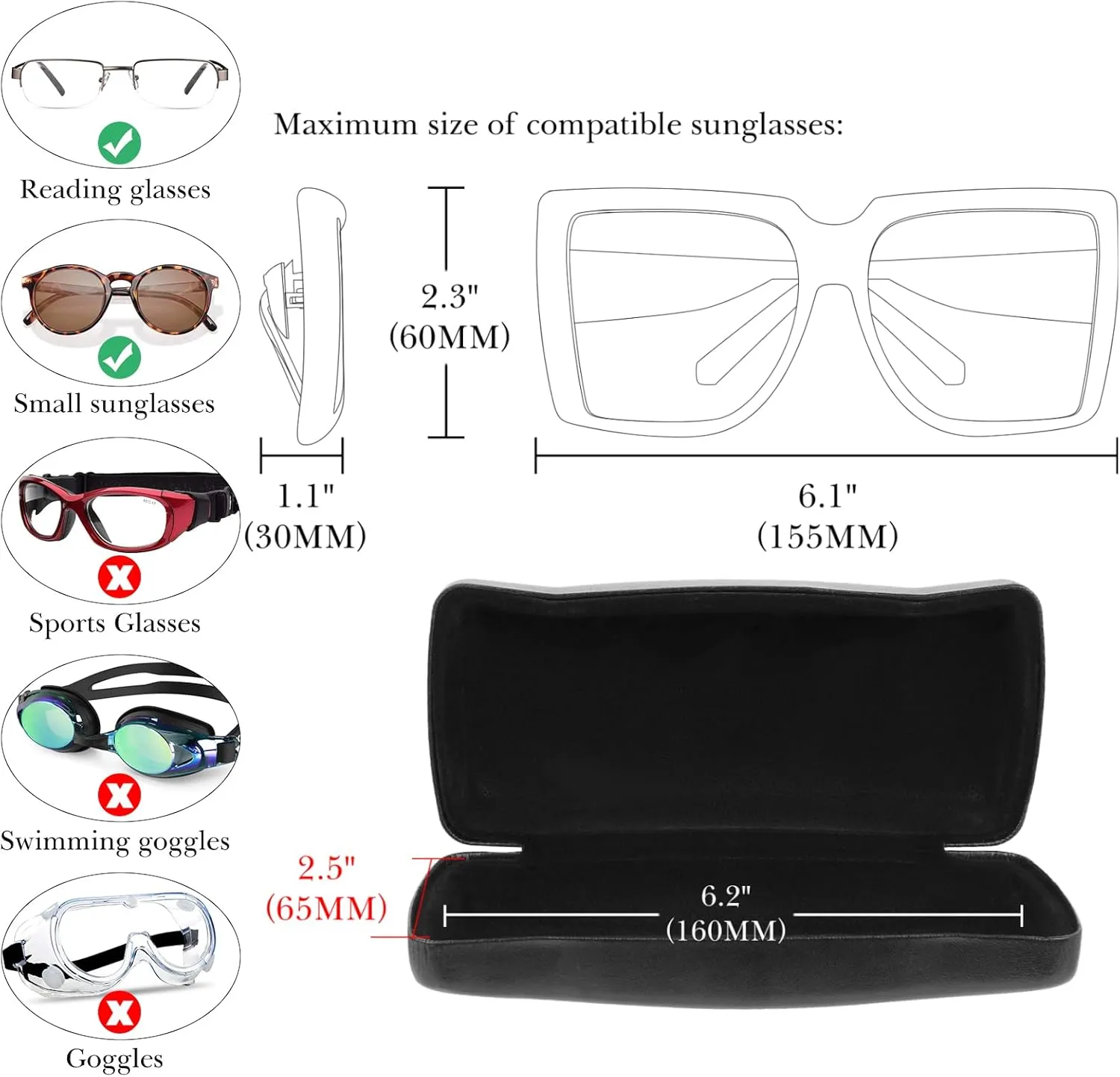 Linkidea Extra Large Hard Shell Sunglasses Case, Oversized Sun Glasses Storage Organizer