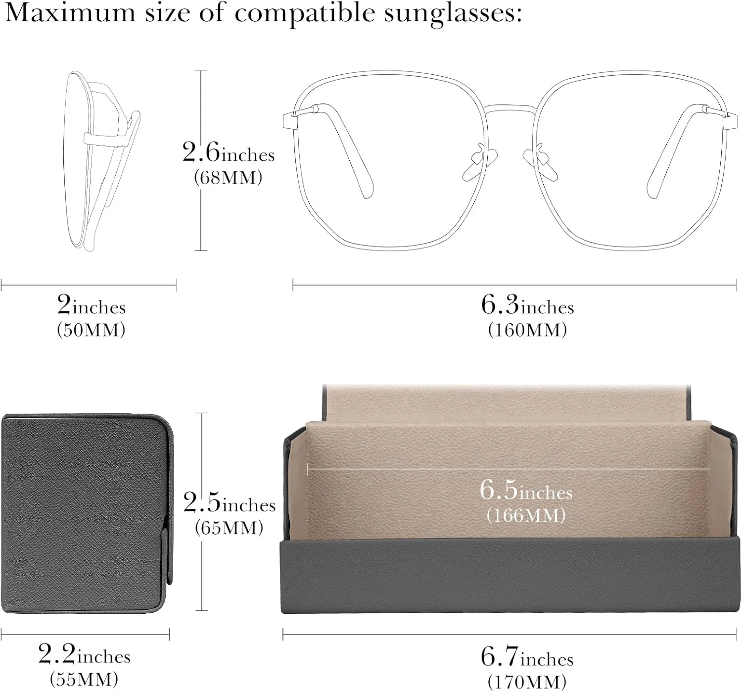 Linkidea Extra Large Hard Shell Sunglasses Case, Oversized Sun Glasses Storage Organizer