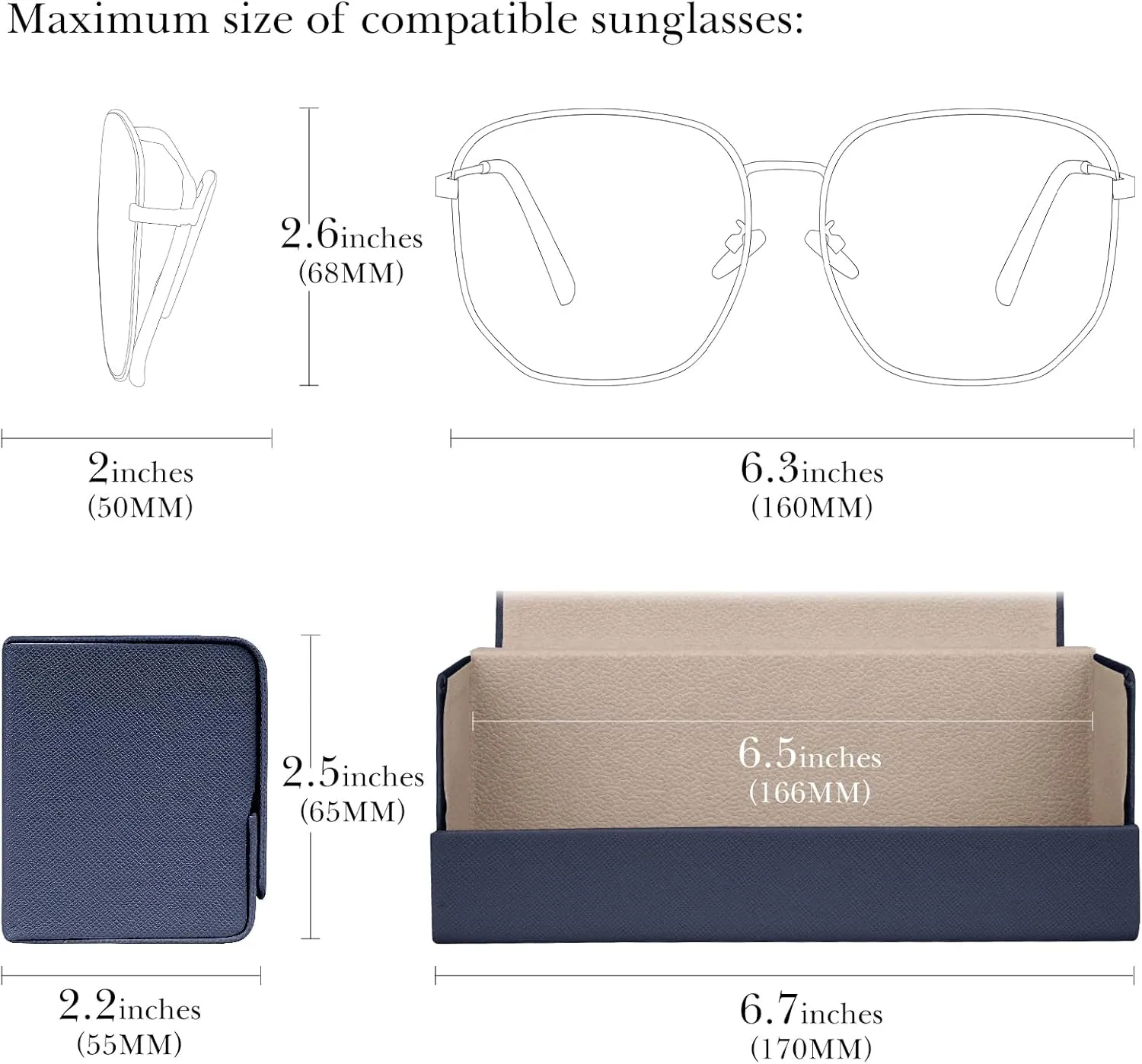 Linkidea Extra Large Hard Shell Sunglasses Case, Oversized Sun Glasses Storage Organizer