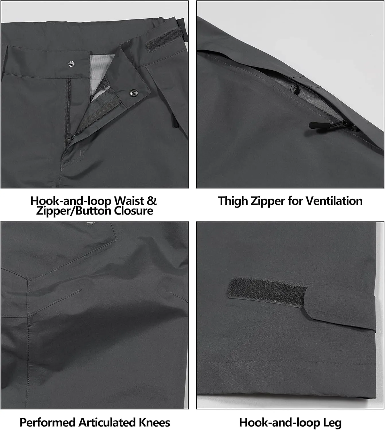 Little Donkey Andy Men's Lightweight Waterproof Rain Pants Breathable Hiking Pant for Outdoor Fishing