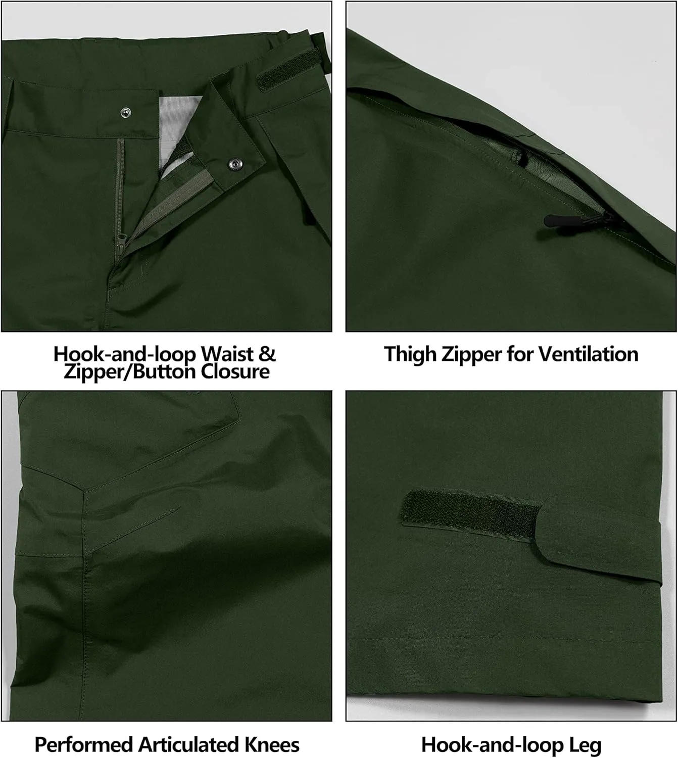Little Donkey Andy Men's Lightweight Waterproof Rain Pants Breathable Hiking Pant for Outdoor Fishing
