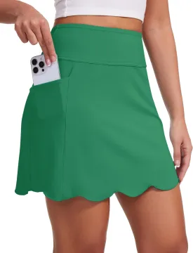 M MOTEEPI Skorts for Woman with Pockets 16" Golf Athletic Skirts Scalloped Hem Tennis Skirt Dressy Casual