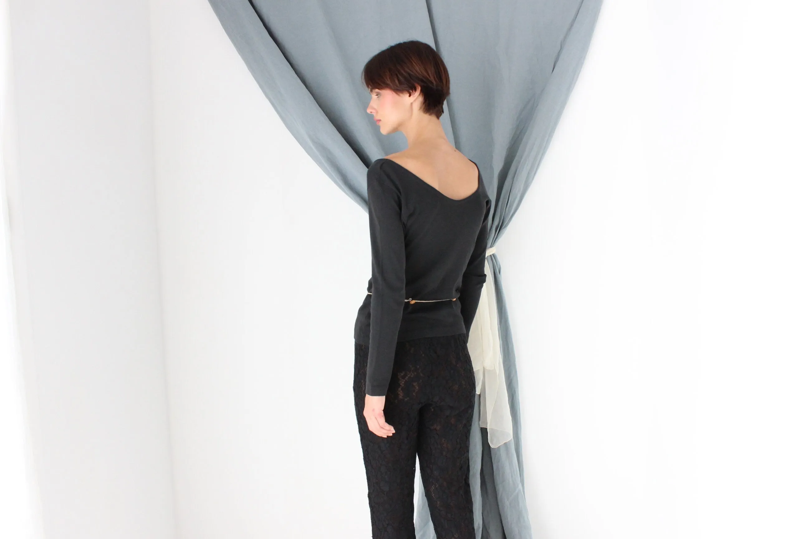 MADE IN ITALY 70s Oscalito Premium Cotton Scoop Neck Top