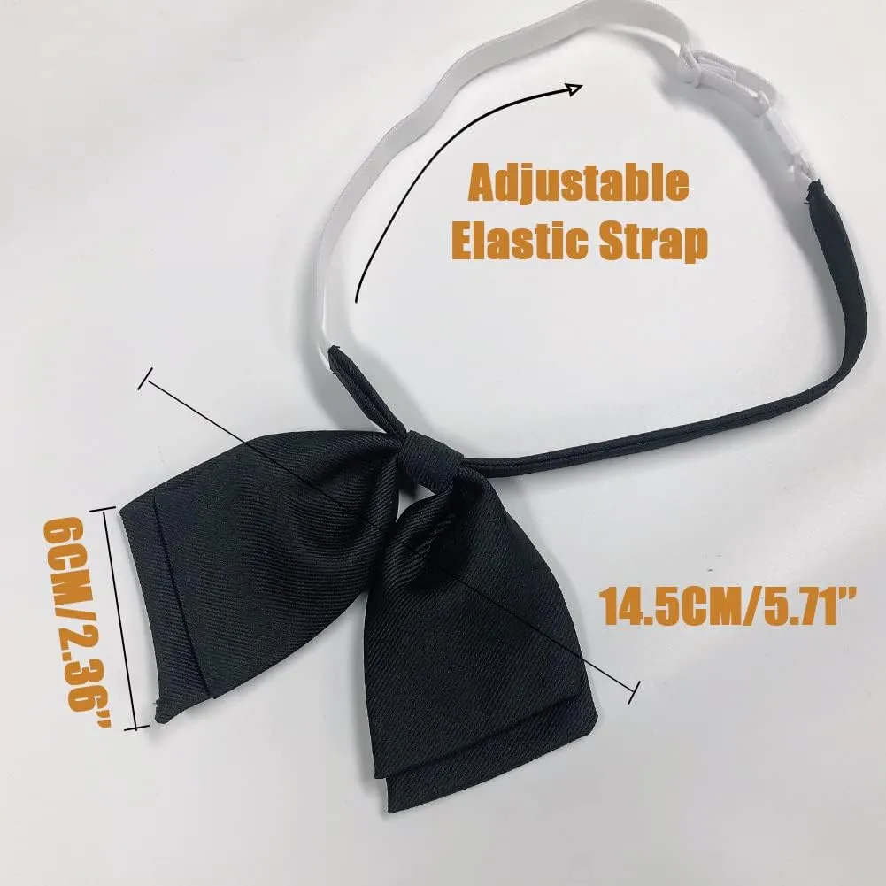 Mantieqingway Adjustable Pre-Tied Bow Tie for Women Girls Blouse Neck ties for Uniform Shirt Bowknot Neckwear