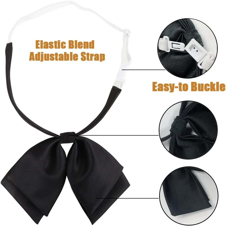 Mantieqingway Adjustable Pre-Tied Bow Tie for Women Girls Blouse Neck ties for Uniform Shirt Bowknot Neckwear