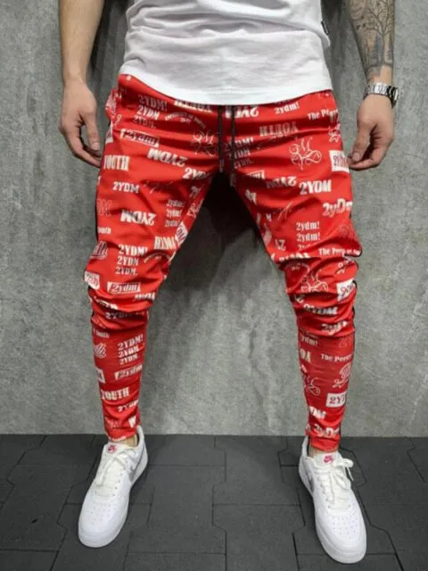 Men's Fashion 3D Printing Slim-Fit Sweatpants