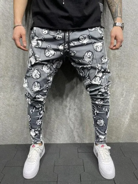 Men's Fashion 3D Printing Slim-Fit Sweatpants