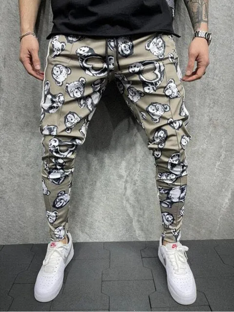 Men's Fashion 3D Printing Slim-Fit Sweatpants