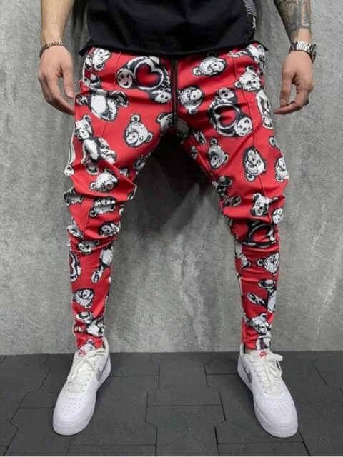 Men's Fashion 3D Printing Slim-Fit Sweatpants