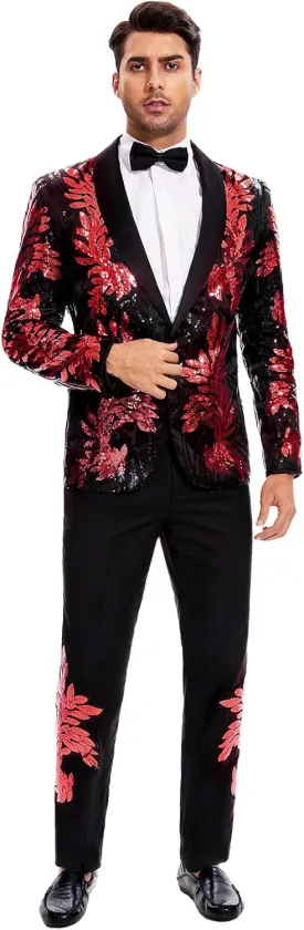Men's Suit 2 Pieces Blazer and Pants Black with Gold Applique Fit for Wedding Prom