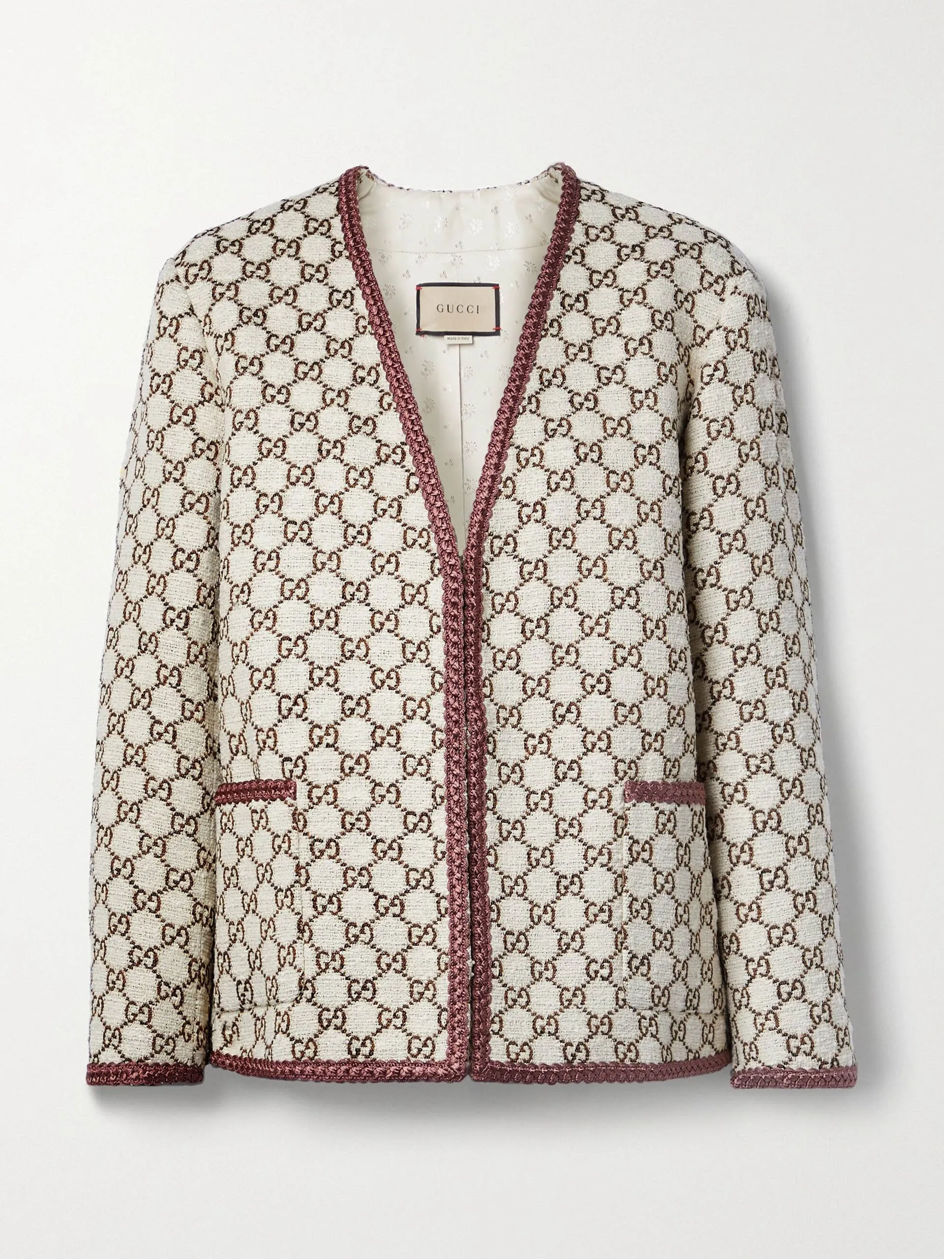 Metallic cotton-blend tweed jacket
