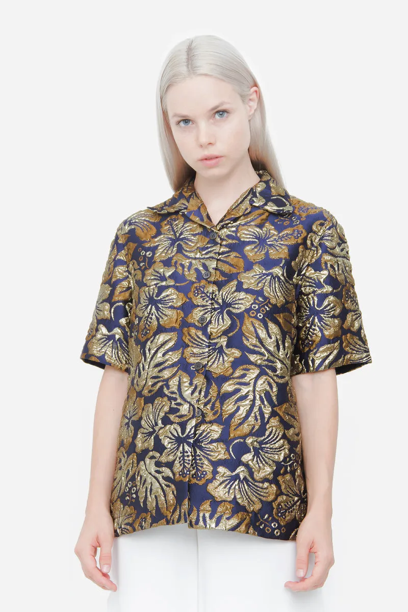 METALLIC JACQUARD TOP WITH TAGS