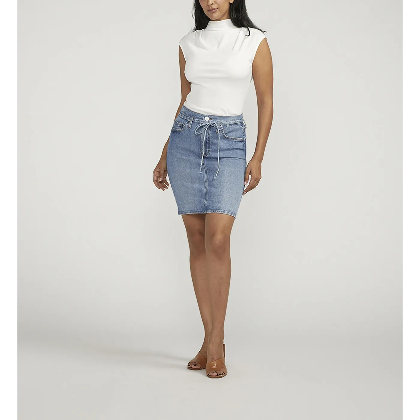 Mid Blue Knee-Length Skirt
