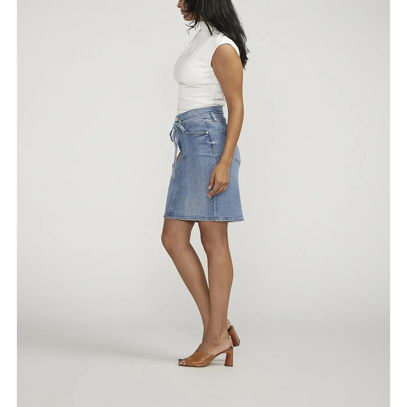 Mid Blue Knee-Length Skirt