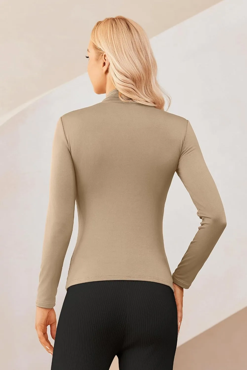 Mock Turtleneck Tops for Women Slim Fit Long Sleeve Shirts T Shirts Trendy Spring Casual Tunic Tops Blouses