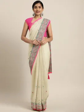 Neeru's Beige Color Chiffon Fabric Saree