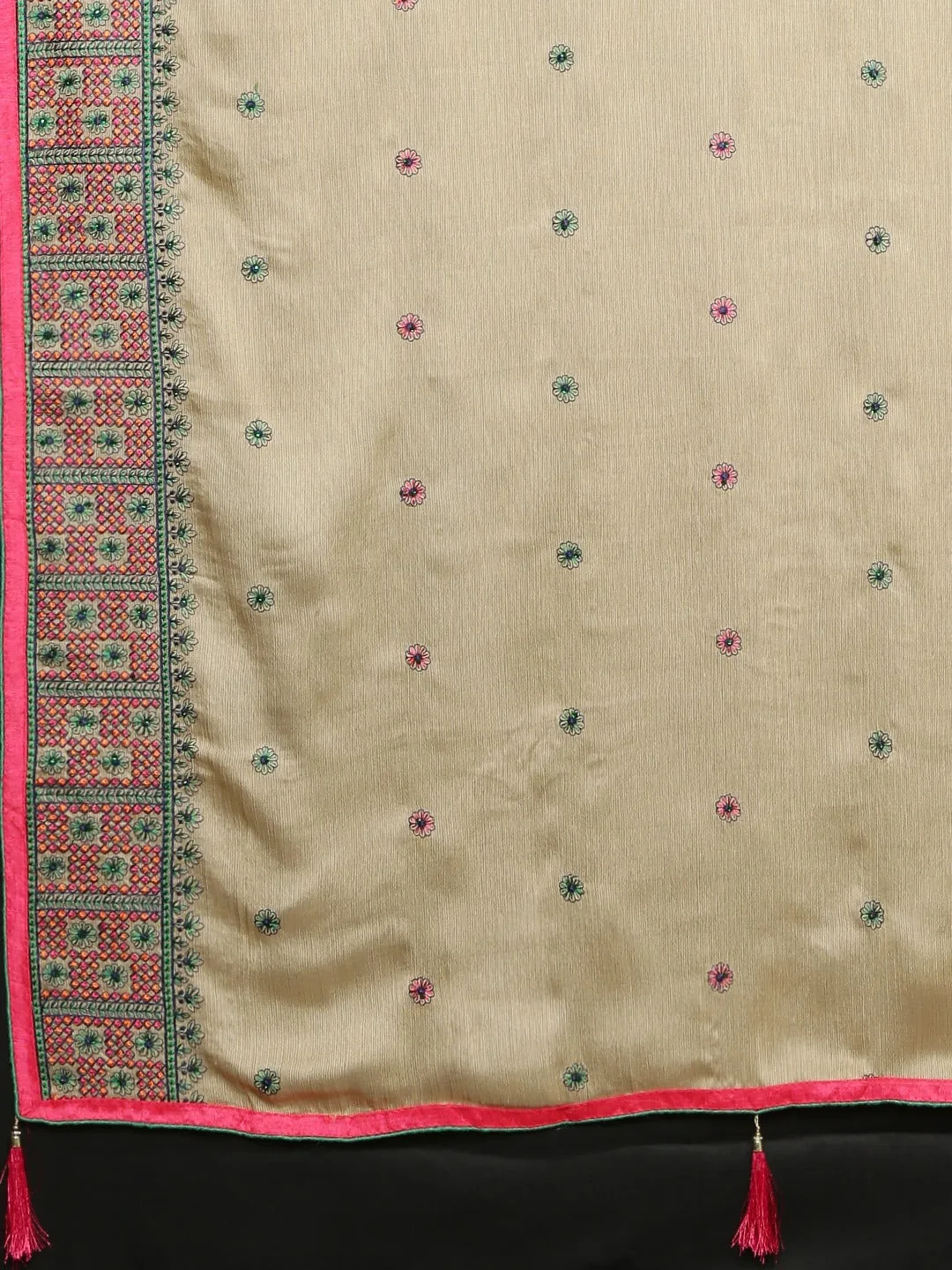 Neeru's Beige Color Chiffon Fabric Saree