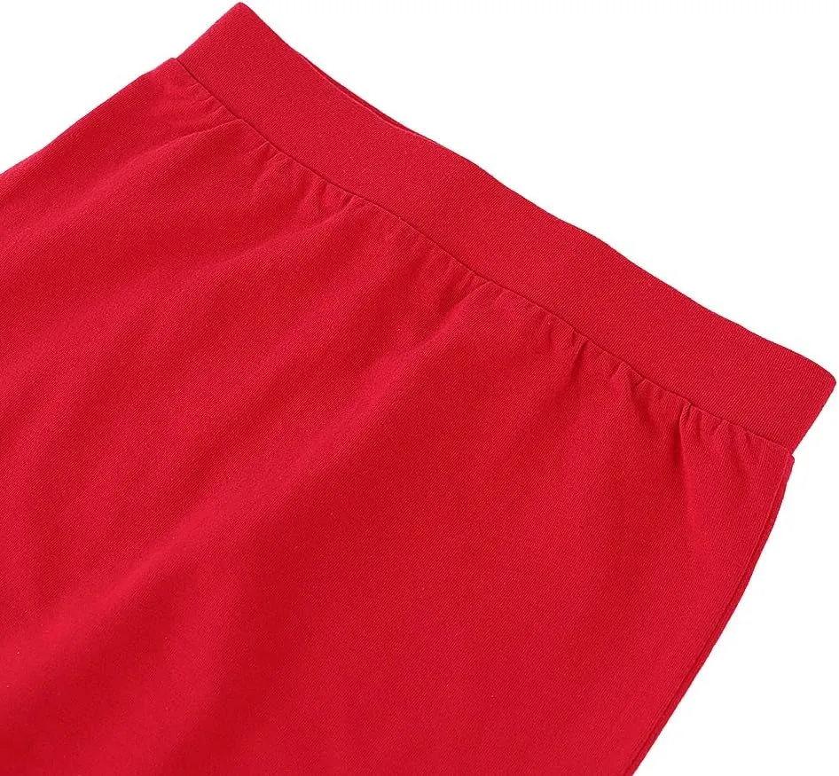 Noomelfish Girls 2 Pack Knee Length Pencil Skirts Plain Stretch Cotton Modest Skirt (5-14 Years)