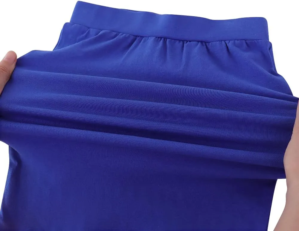 Noomelfish Girls 2 Pack Knee Length Pencil Skirts Plain Stretch Cotton Modest Skirt (5-14 Years)