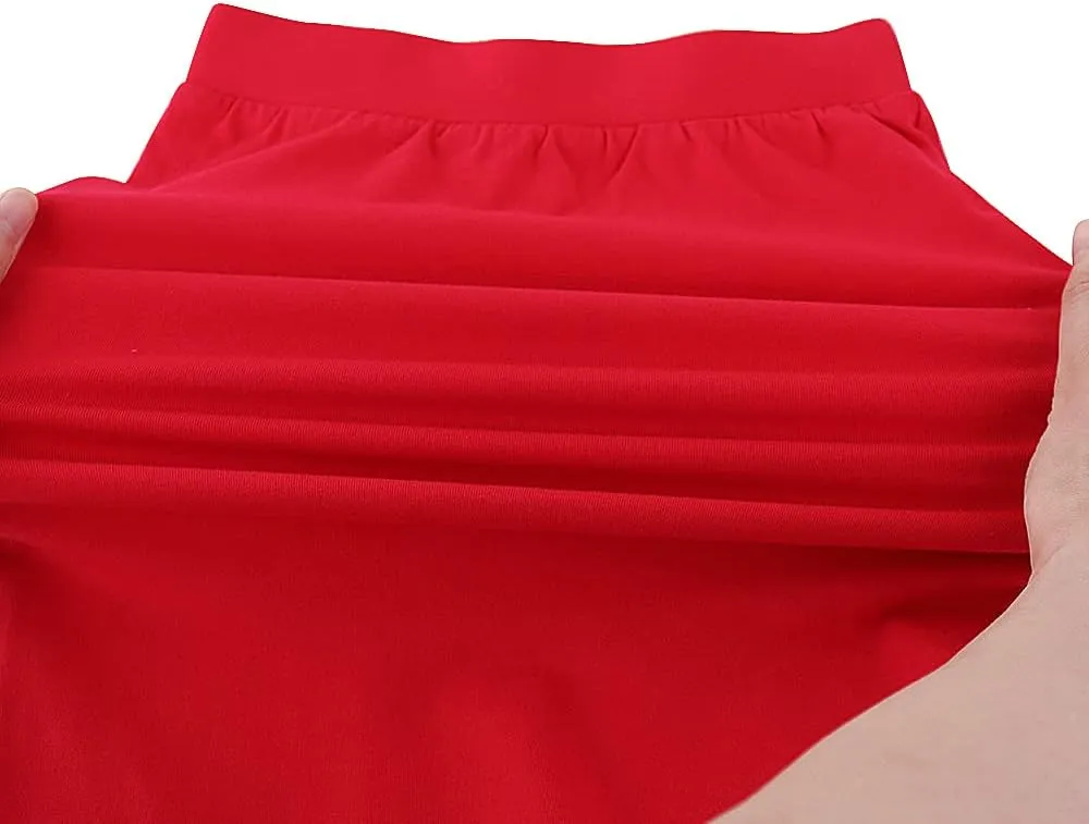 Noomelfish Girls 2 Pack Knee Length Pencil Skirts Plain Stretch Cotton Modest Skirt (5-14 Years)