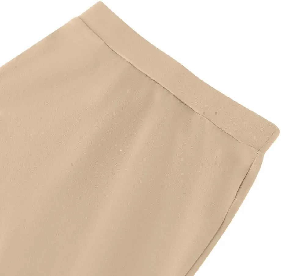 Noomelfish Girls 2 Pack Knee Length Pencil Skirts Plain Stretch Cotton Modest Skirt (5-14 Years)