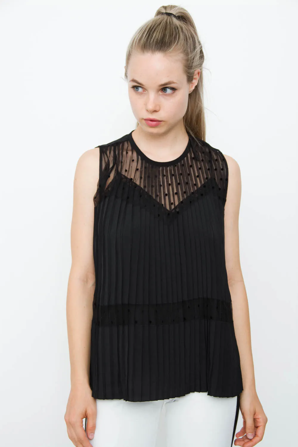 PLEATED SILK TOP