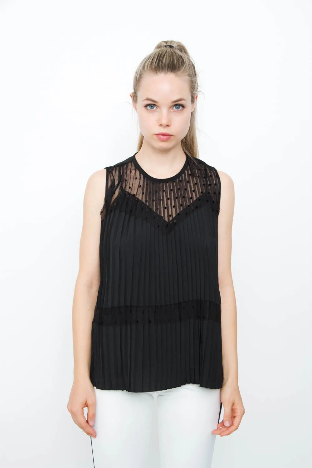 PLEATED SILK TOP