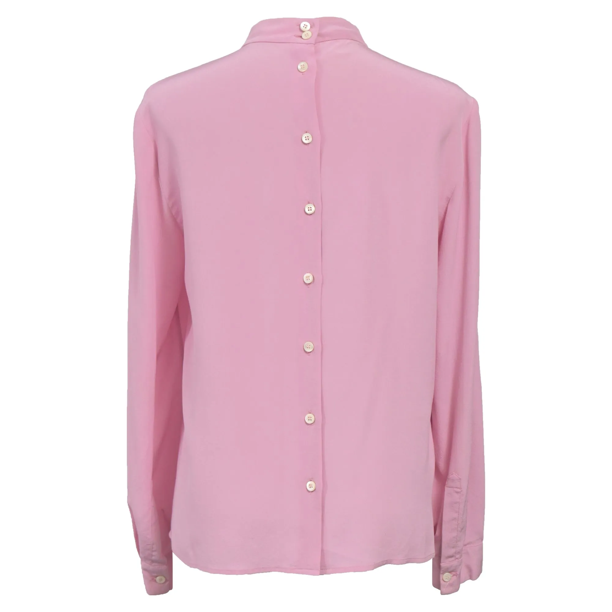 Prada Bow-Embellished Crepe De Chine Blouse in Pink Silk