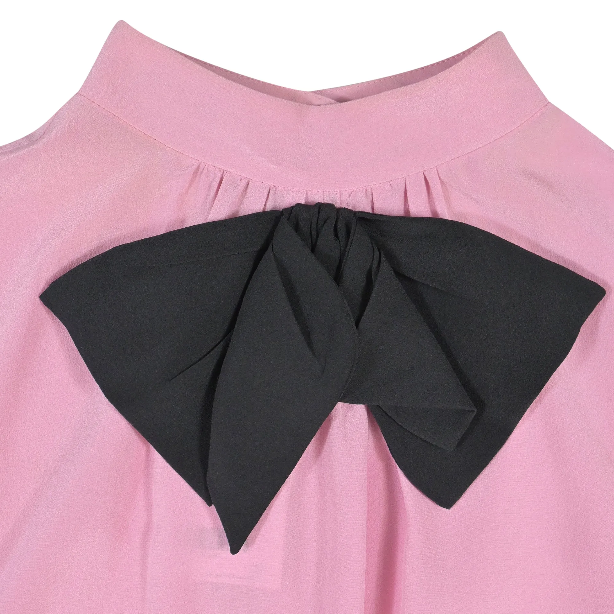 Prada Bow-Embellished Crepe De Chine Blouse in Pink Silk