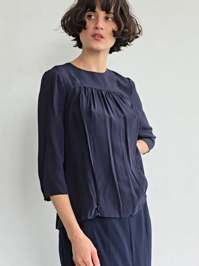 Prada Navy Silk Blouse (M)