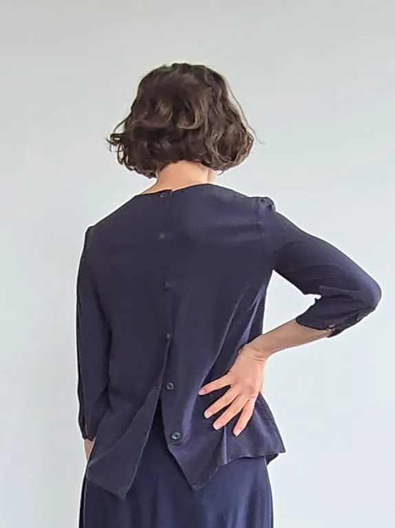 Prada Navy Silk Blouse (M)