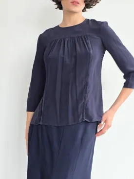 Prada Navy Silk Blouse (M)