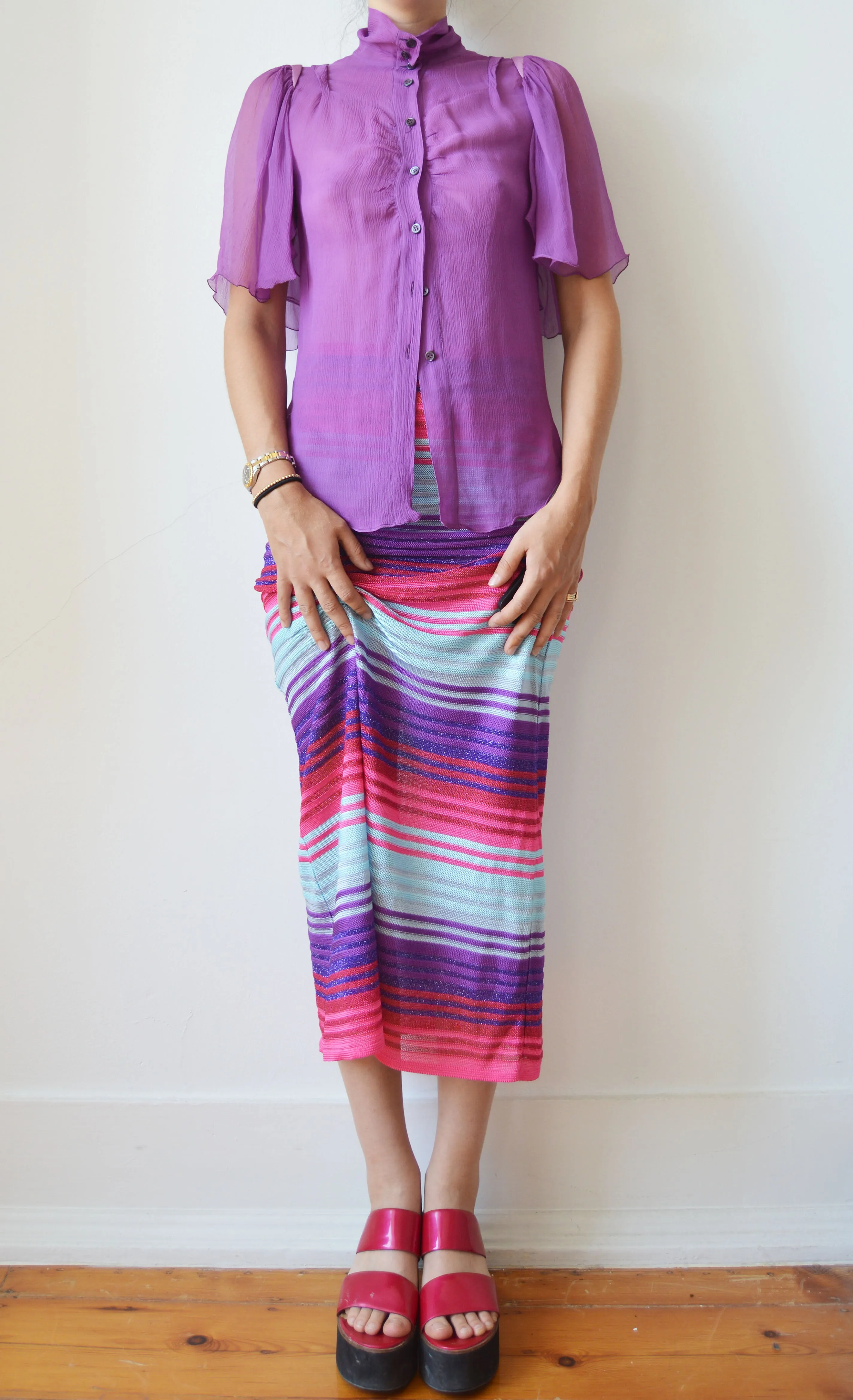 Prada Purple Silk Blouse
