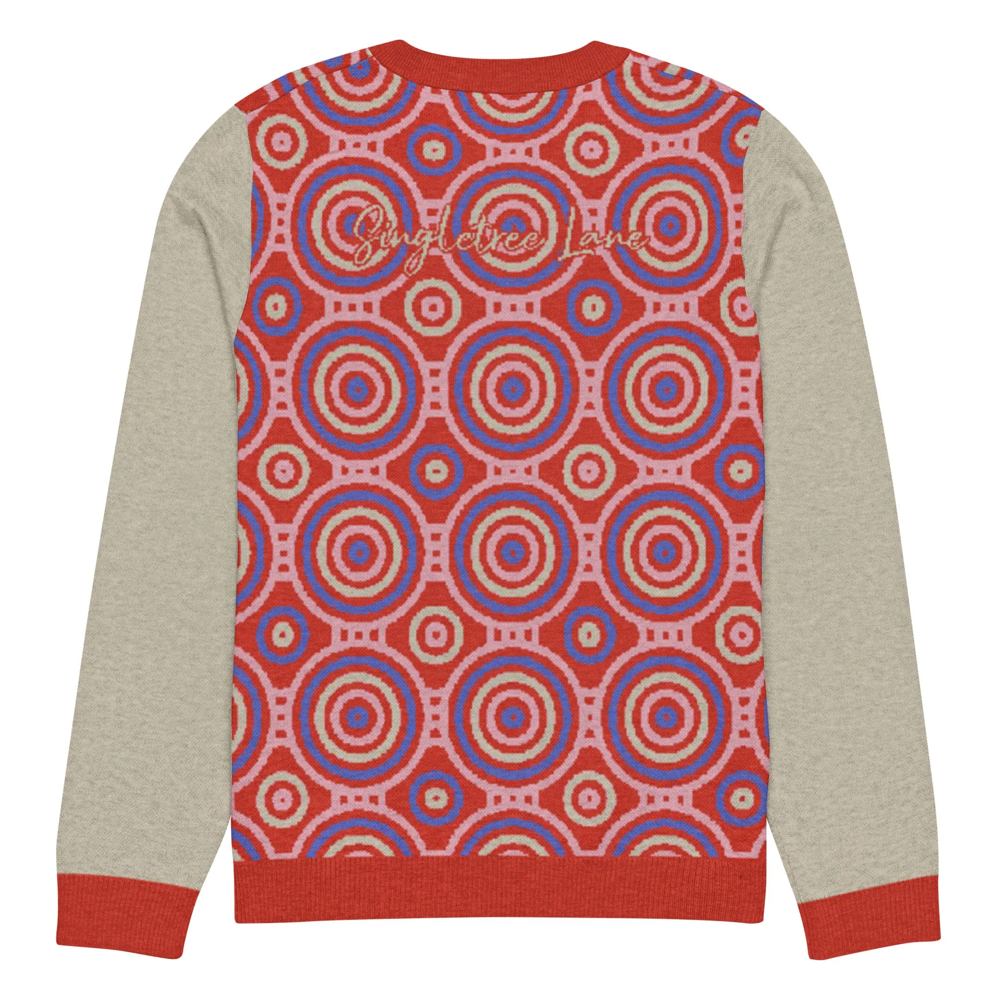 Red Calypso Swirl Knitted Crewneck Sweater