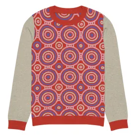 Red Calypso Swirl Knitted Crewneck Sweater