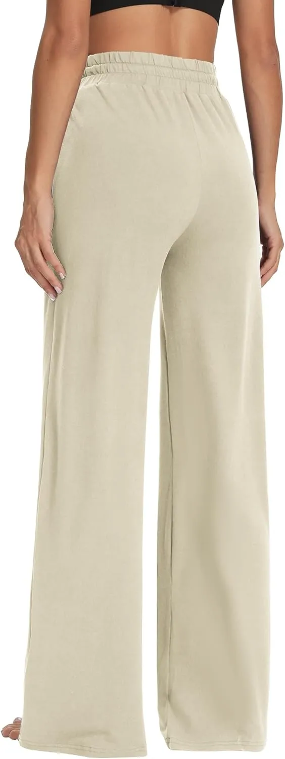 Sarin Mathews Womens Yoga Sweatpants Wide Leg High Waisted Lounge Pajamas Pants Comfy Workout Loose Pants with Pockets