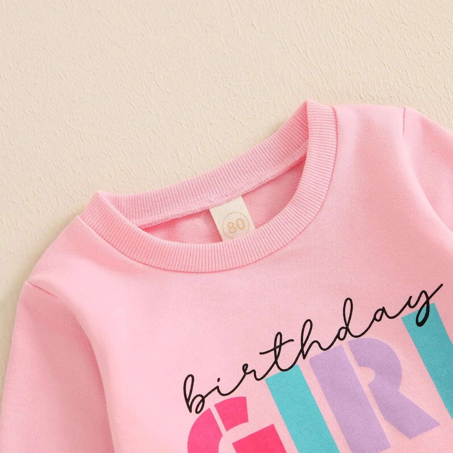 SAYOO Baby Birthday Girl Outfit Embroidery Birthday Girl Print Sweatshirt Pullover Sweatpants Princess 2Pcs Fall Clothes