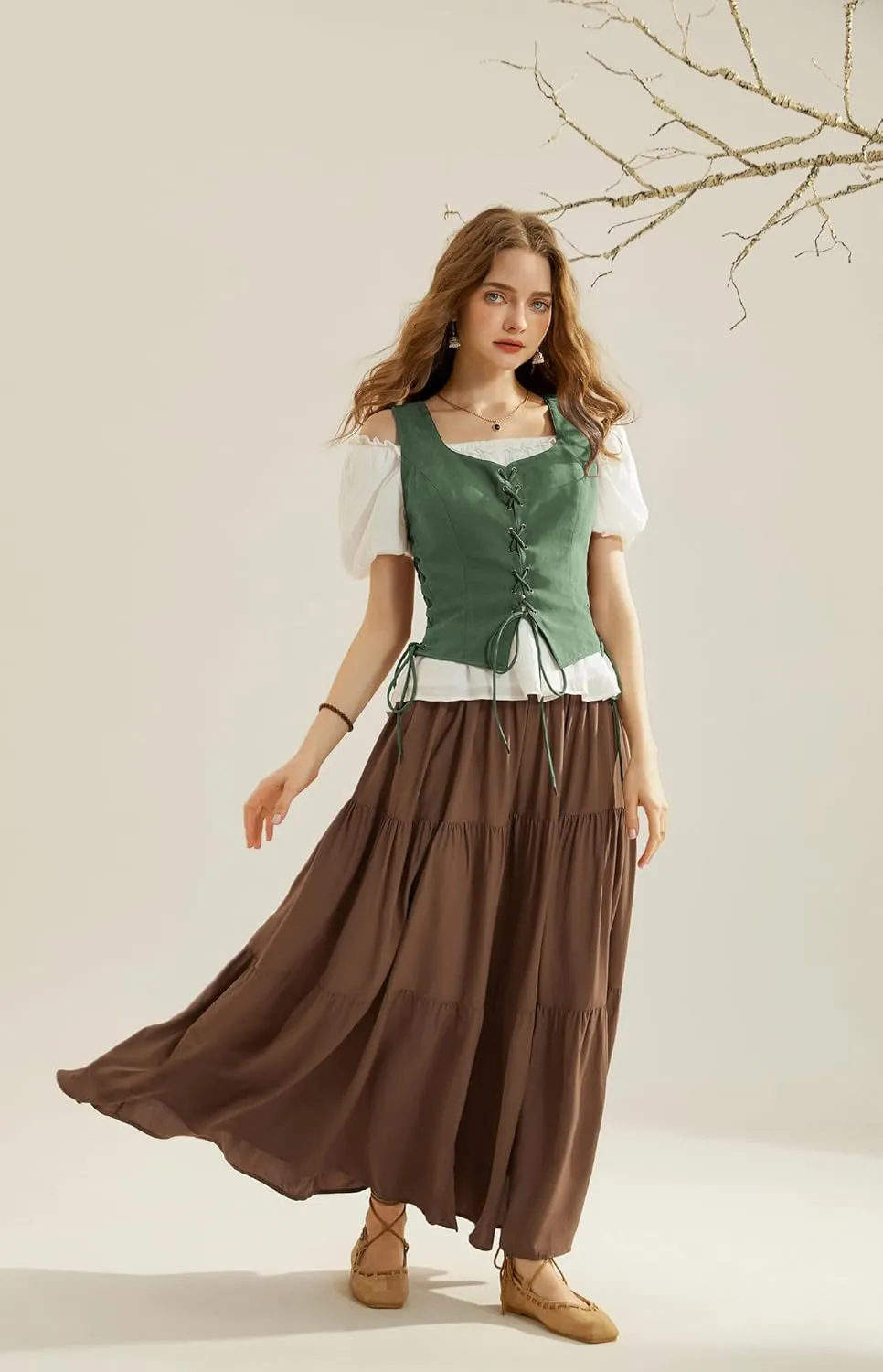 Scarlet Darkness Renaissance Vest for Women Lace Up Medieval Vest Pirate Costume