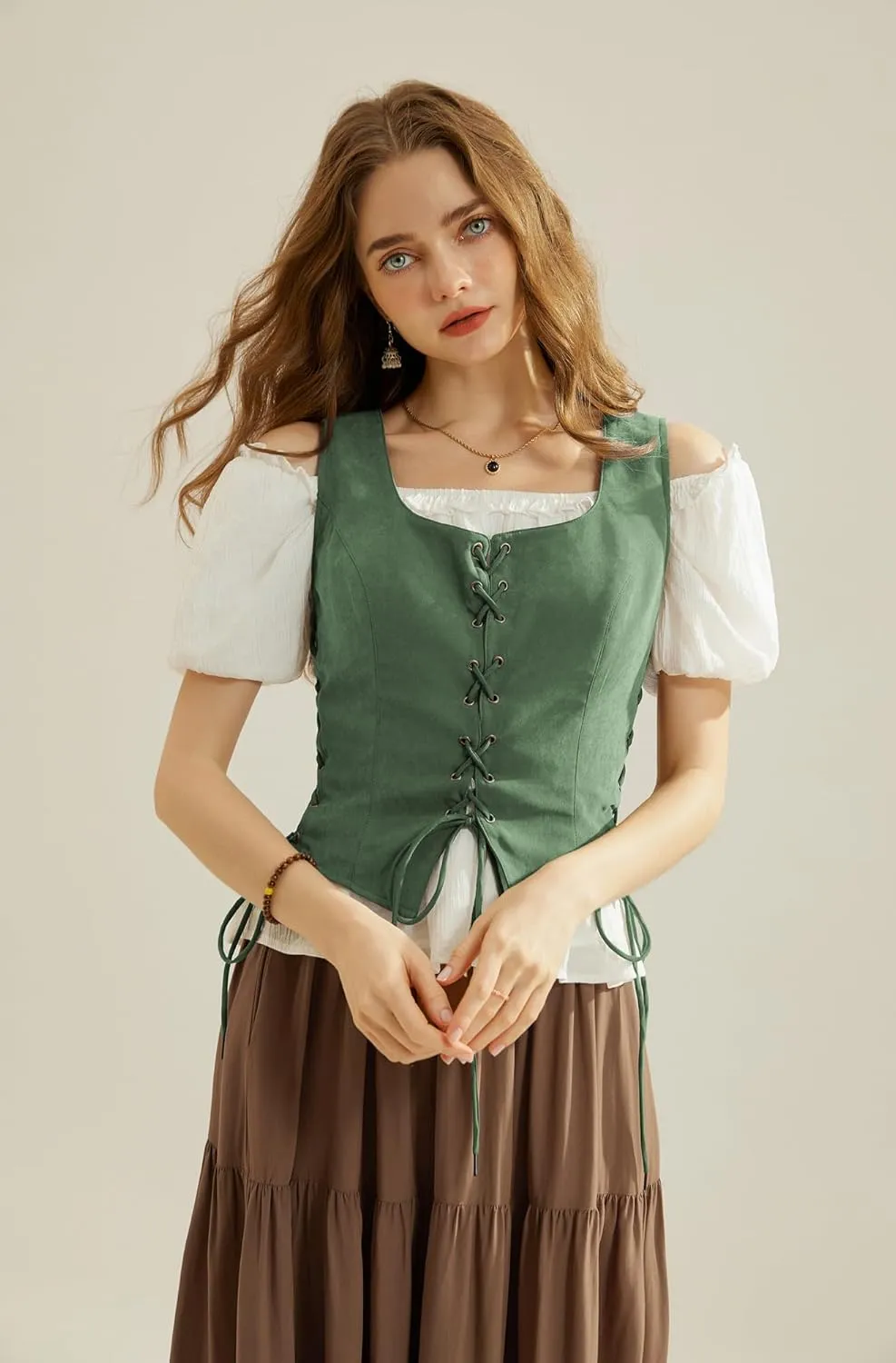 Scarlet Darkness Renaissance Vest for Women Lace Up Medieval Vest Pirate Costume