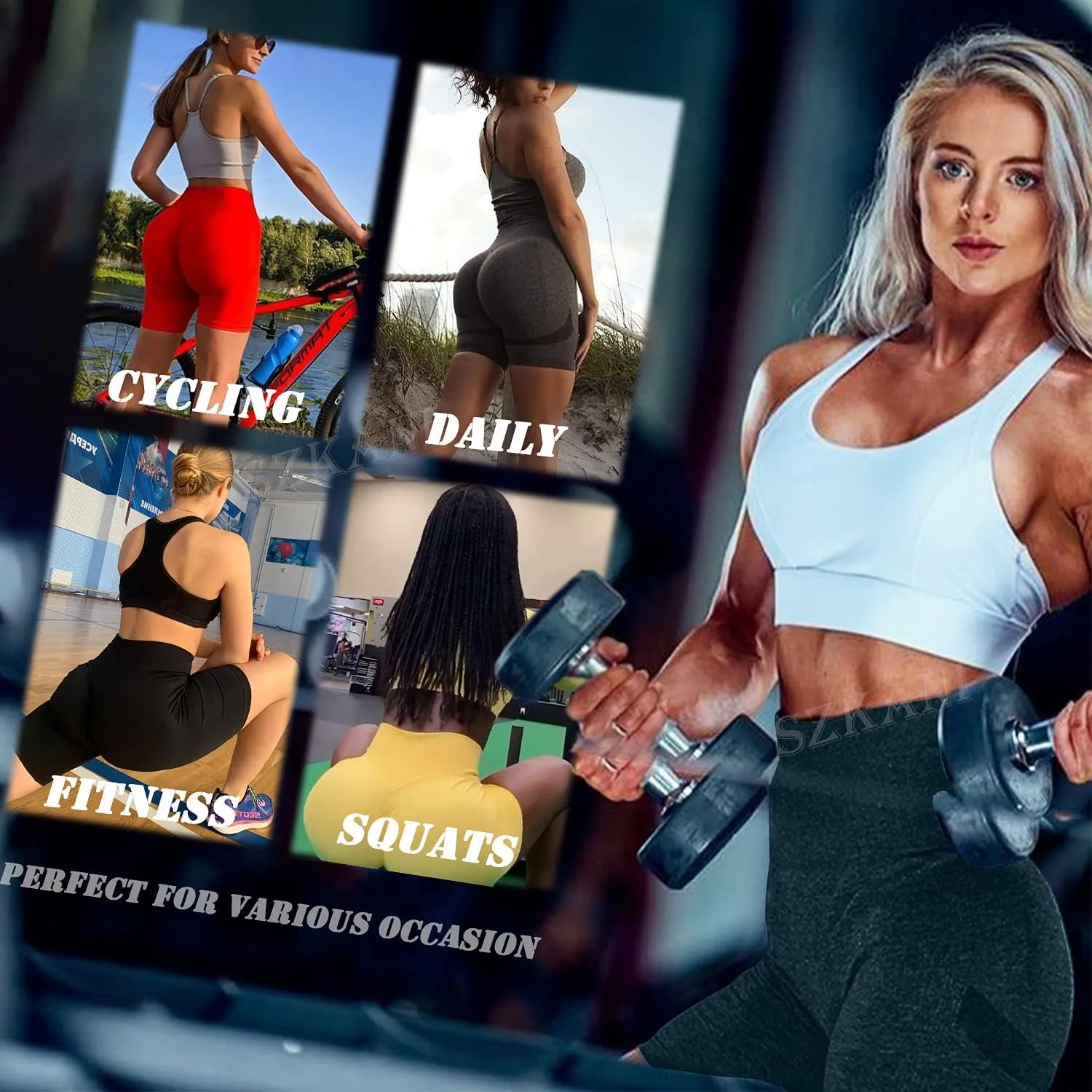 Scrunch Butt Lifting Seamless Shorts for Women High Waist Tummy Control Workout Biker Shorts Ruched Booty Lifting Leggings