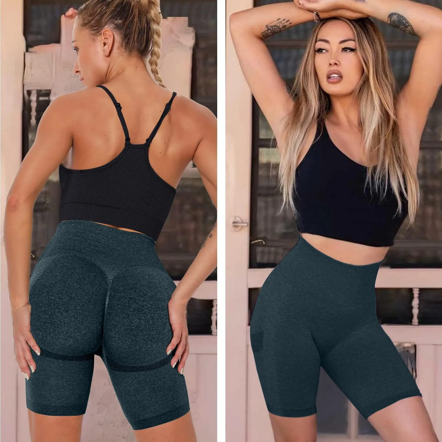 Scrunch Butt Lifting Seamless Shorts for Women High Waist Tummy Control Workout Biker Shorts Ruched Booty Lifting Leggings