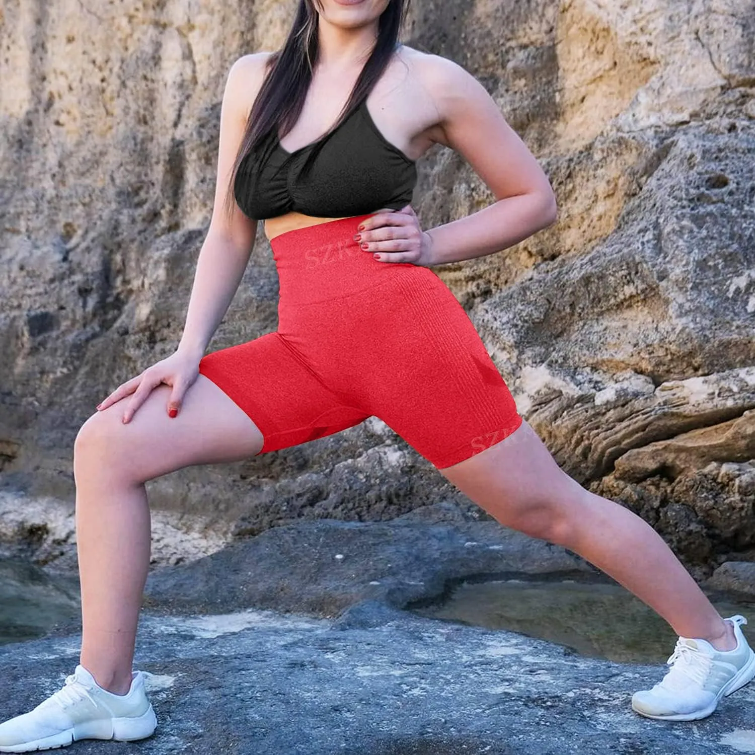 Scrunch Butt Lifting Seamless Shorts for Women High Waist Tummy Control Workout Biker Shorts Ruched Booty Lifting Leggings