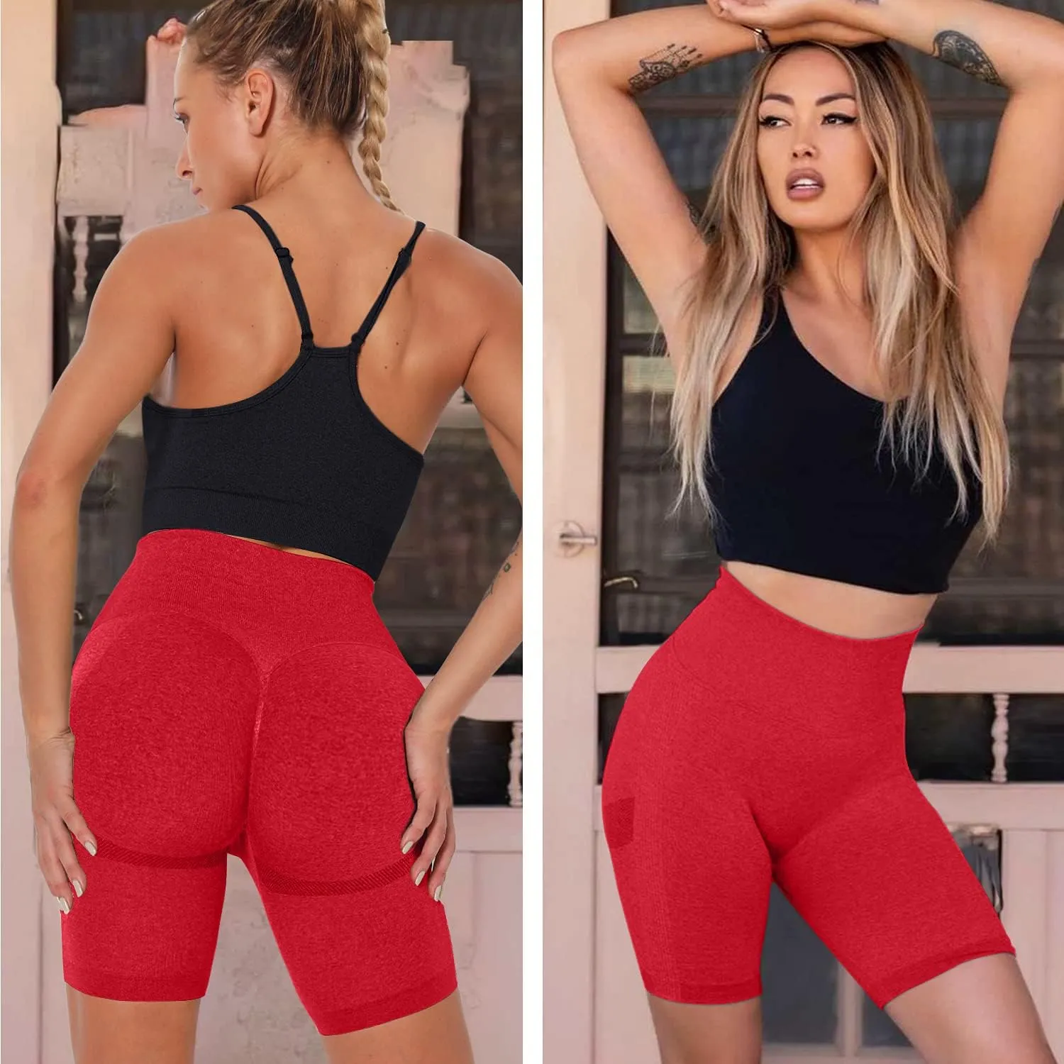 Scrunch Butt Lifting Seamless Shorts for Women High Waist Tummy Control Workout Biker Shorts Ruched Booty Lifting Leggings