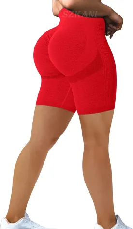 Scrunch Butt Lifting Seamless Shorts for Women High Waist Tummy Control Workout Biker Shorts Ruched Booty Lifting Leggings