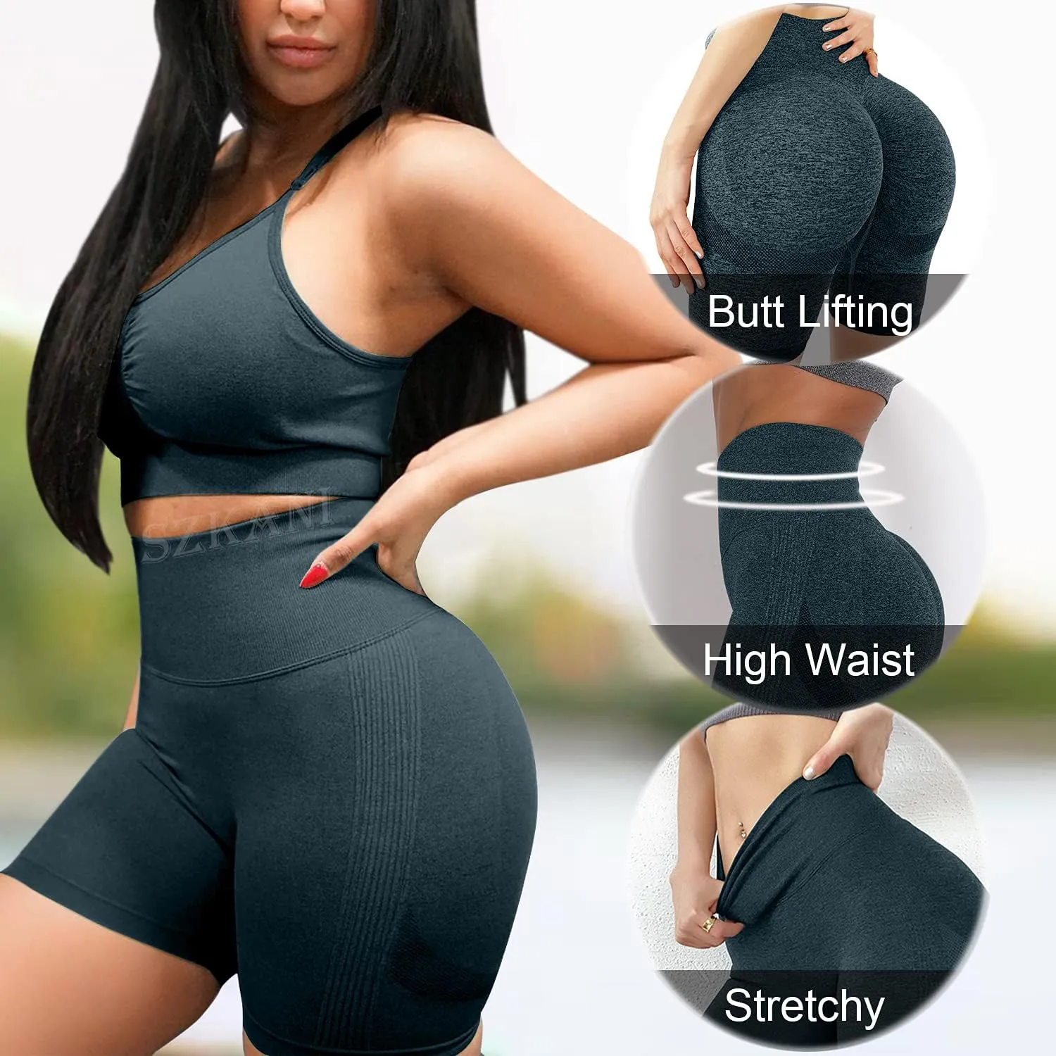 Scrunch Butt Lifting Seamless Shorts for Women High Waist Tummy Control Workout Biker Shorts Ruched Booty Lifting Leggings